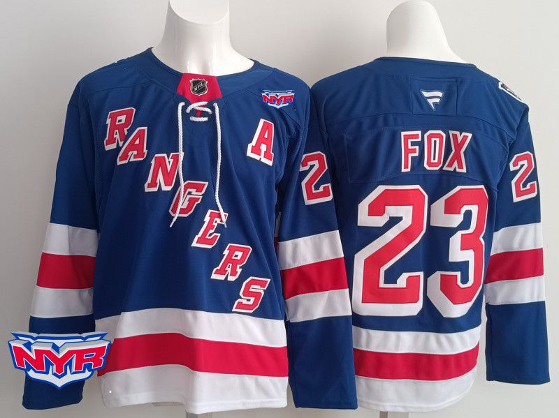 Men New York Rangers #23 Fox Blue 2025 Fanatics Home Premium NHL Jersey style 4